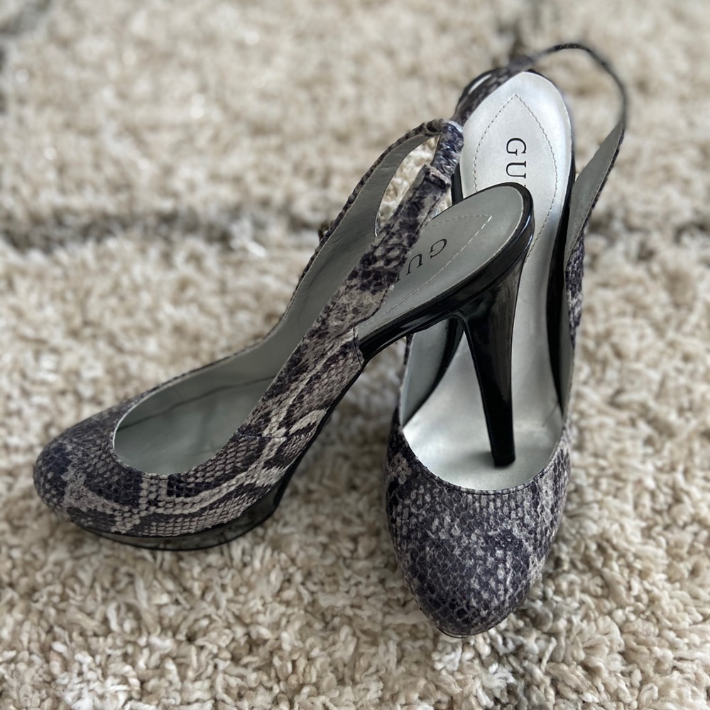 Grey Snake Skin Heels-Guess